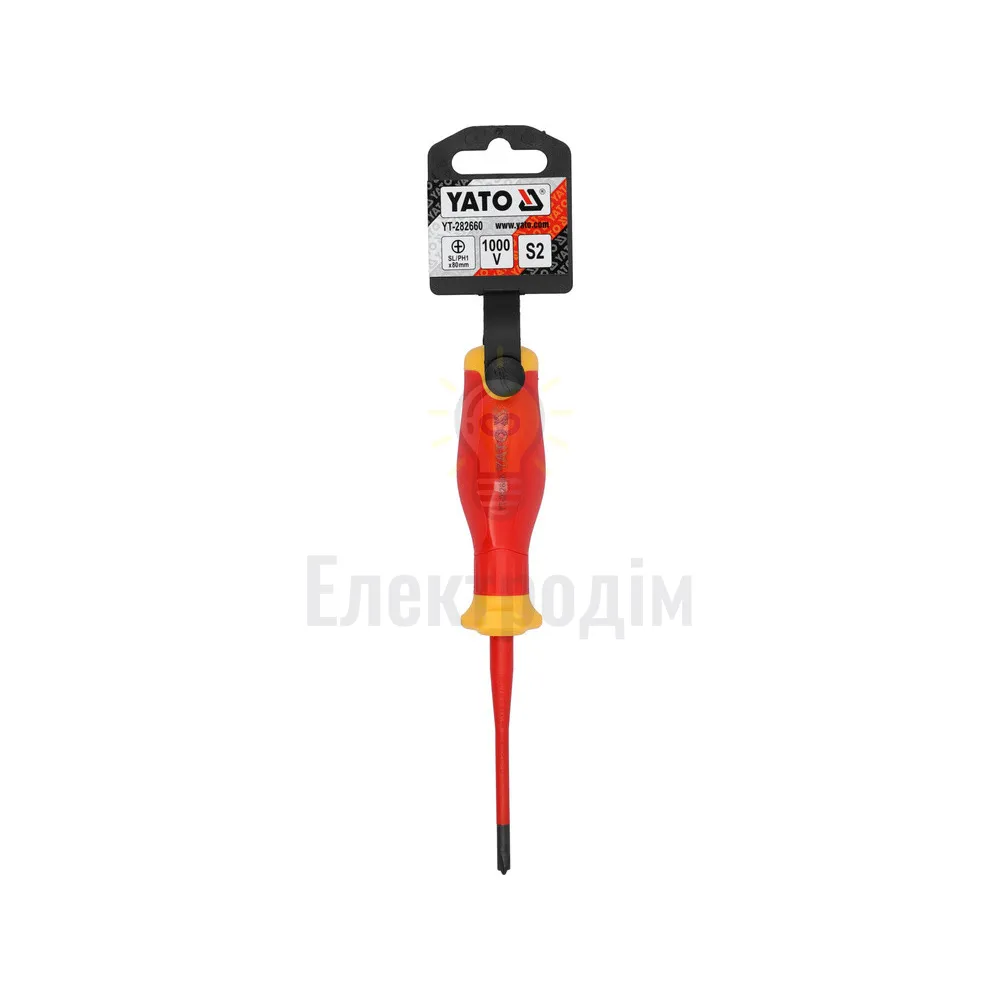 Викрутка з хрестовим шліцом діелектрична ізольована YATO SL/PH1*80/178mm YT-282660  - фото 1