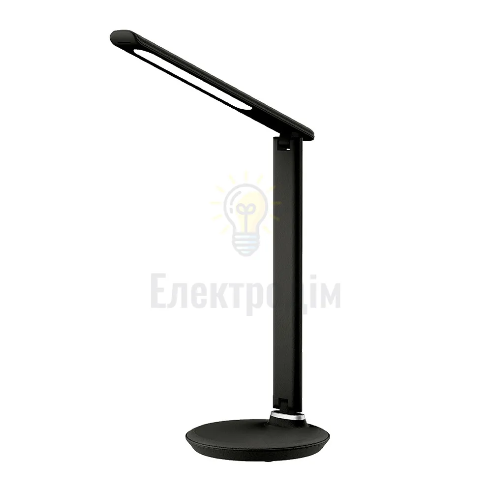 15-13-31 LED ЛАМПА НАСТІЛЬНА LEBRON L-TL-L, 9W, 3000K, 4100K, 6500K, ЧОРНА ШКІРА, З БЛОКОМ ЖИ-НЯ 
