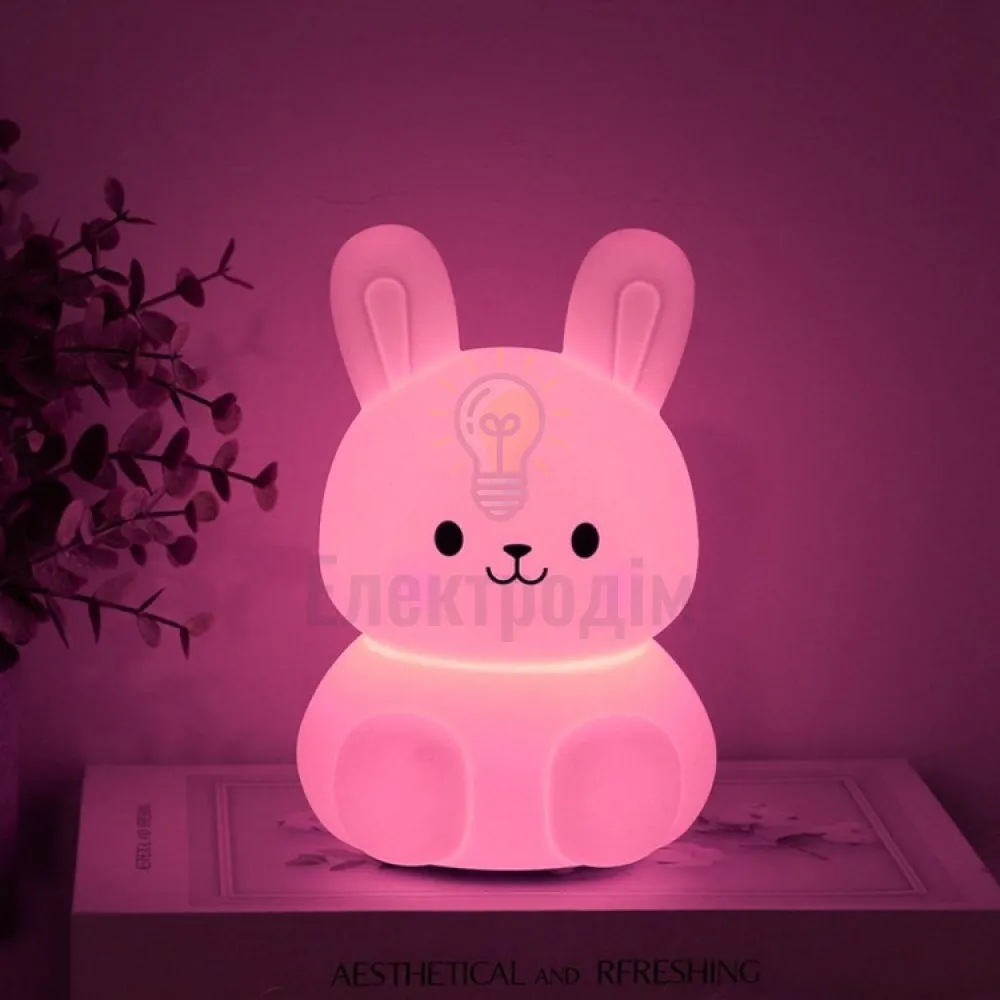 Нічник силіконовий SNL-R02ARD зайчик білий RGB 3*ААА 10.1*11.3*14.8cm 80672  - фото 4
