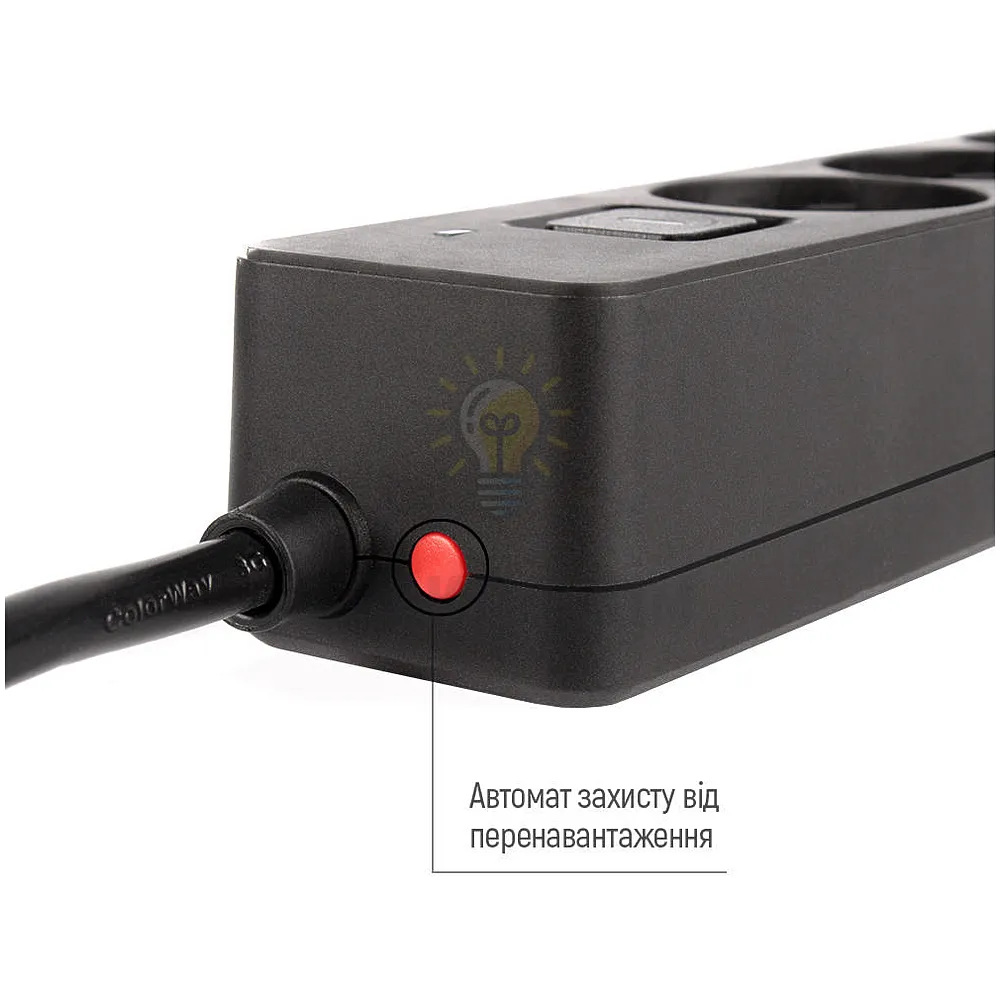 Подовжувач ColorWay Фільтр мережевий 4 розетки/2USB-A/1Type-C 2м чорний CW-CHE432PDB ColorWay CW-CHE432PDB  - фото 10