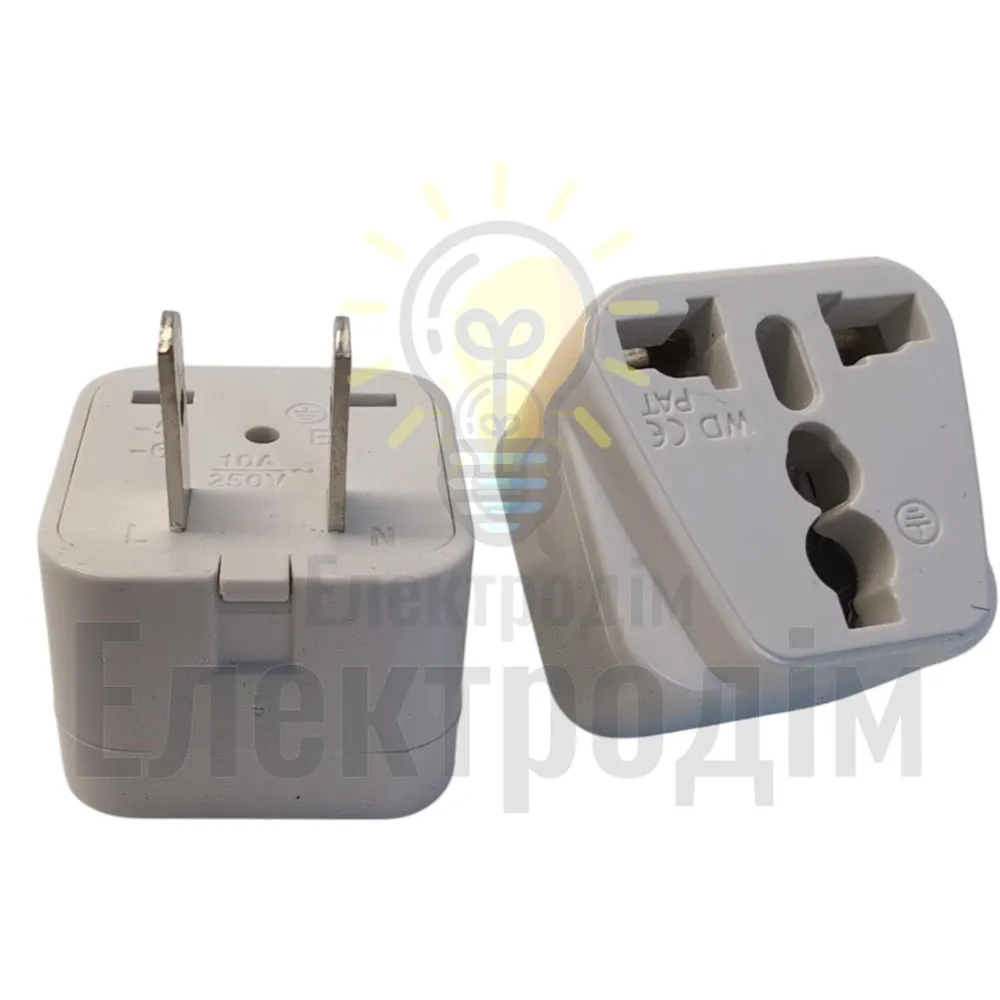Перехідник - адаптер 10A 250V Lemanso білий (американський) LMA078 