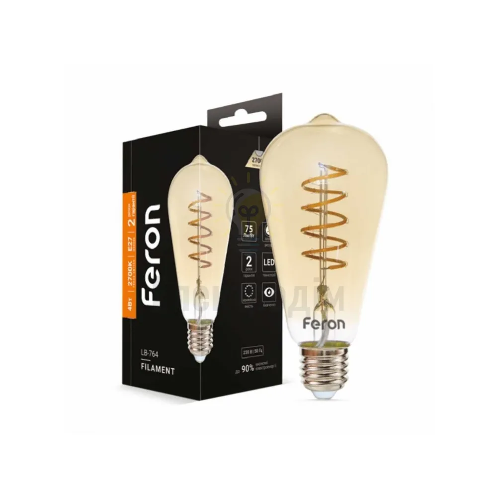 Світлодіодна лампа Filament LB-764 ST64 золото, спіраль 230V 4W 300Lm E27 2700K 01867 