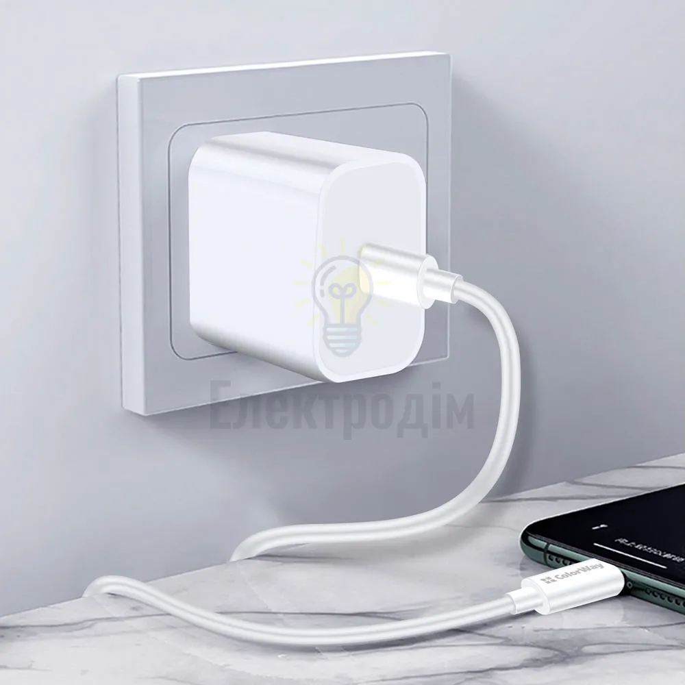 Кабель Colorway Type-C - Type-C (TPE) (PD Fast Charging 65W) 3.0А 2м білий CW-CBPDCC056-WT  - фото 9