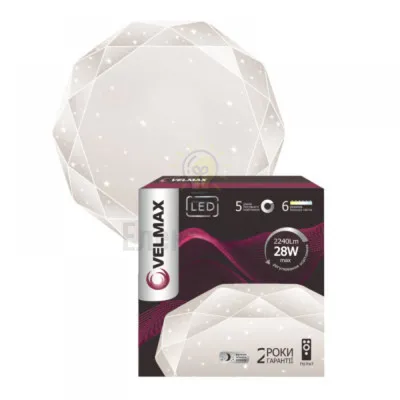 LED світильник VELMAX V-CL-DIAMOND, 30W, smart, 3000K-6500K, 2400Lm, пульт ДК. 23-41-03-1 — купити в Електродім