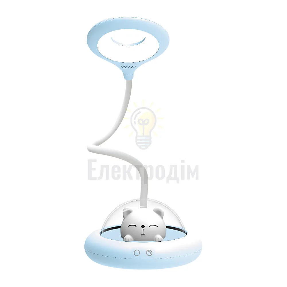 LED лампа настільна LEBRON L-TL-L-54, 6W, 4100K, Li-ion 1200mAh, синя, USB 15-13-54 