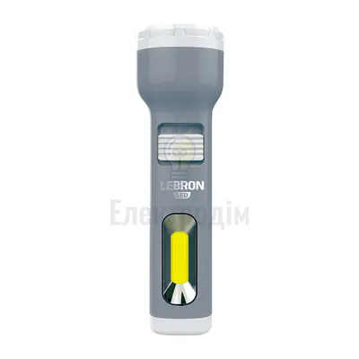 LED ліхтар ручний акумуляторний LEBRON L-HL-30, ABS, сірий, 1W + 1W COB, USB, 1200mAh Li-Ion 15-15-30 — купити в Електродім