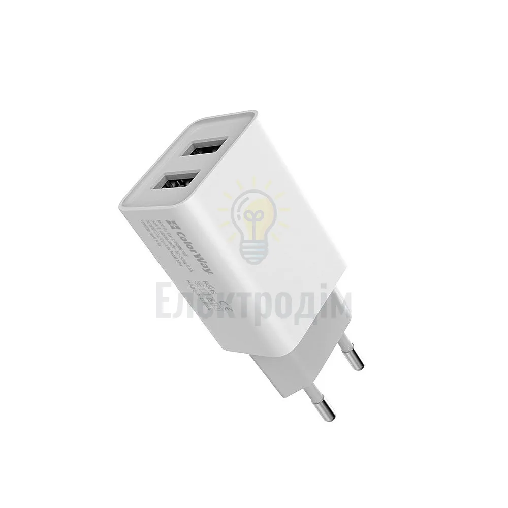Зарядний пристрій мережевий 2USB 2,1А 10W білий ColorWay CW-CHS015-WT CW-CHS015-WT  - фото 6
