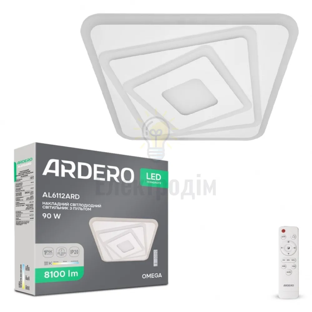 AL6112ARD 90W квадрат 8100Lm 3000K-6500K 480*480*60mm OMEGA 80042 