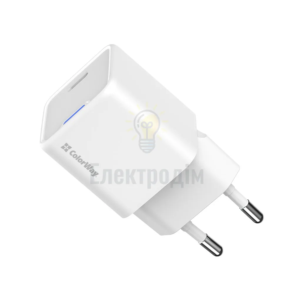 Мережевий зарядний пристрій ColorWay GaN Mini 30W PD Port PPS USB-C білий CW-CHS054PD-WT  - фото 8
