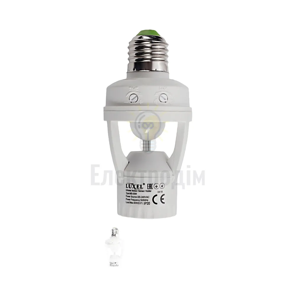 Датчик руху IP20 Е27, 3-2000 LUX MS-05W Luxel 