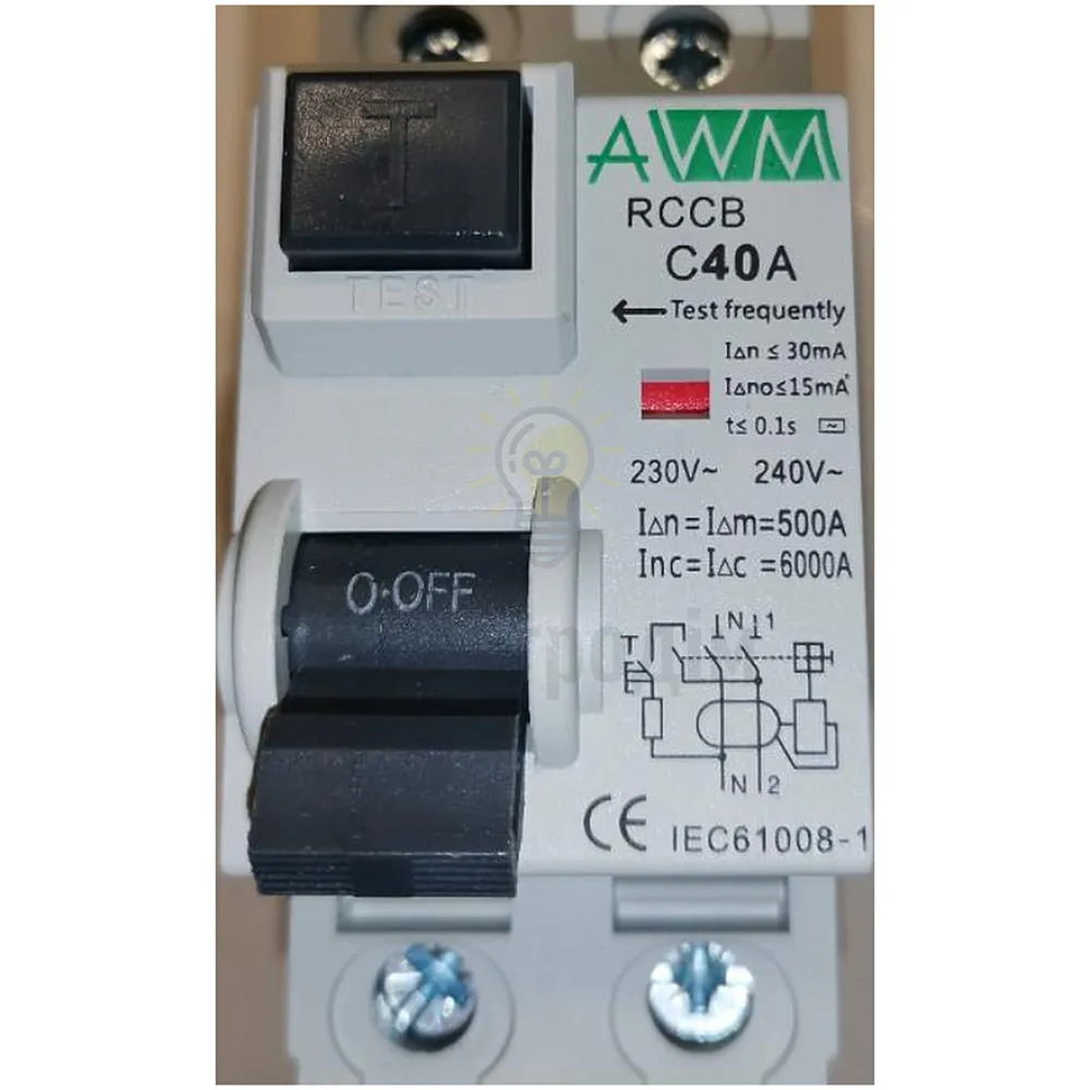 Реле диференційне (ПЗВ) 2р 40A C 30мА,АС, 2м AWM 894 