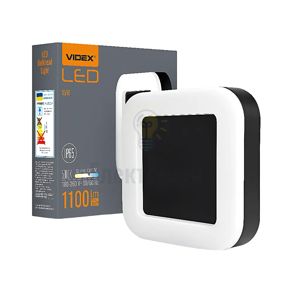 LED світильник ART IP65 квадратний VIDEX 15W 5000K Black VL-BHFS-155B 