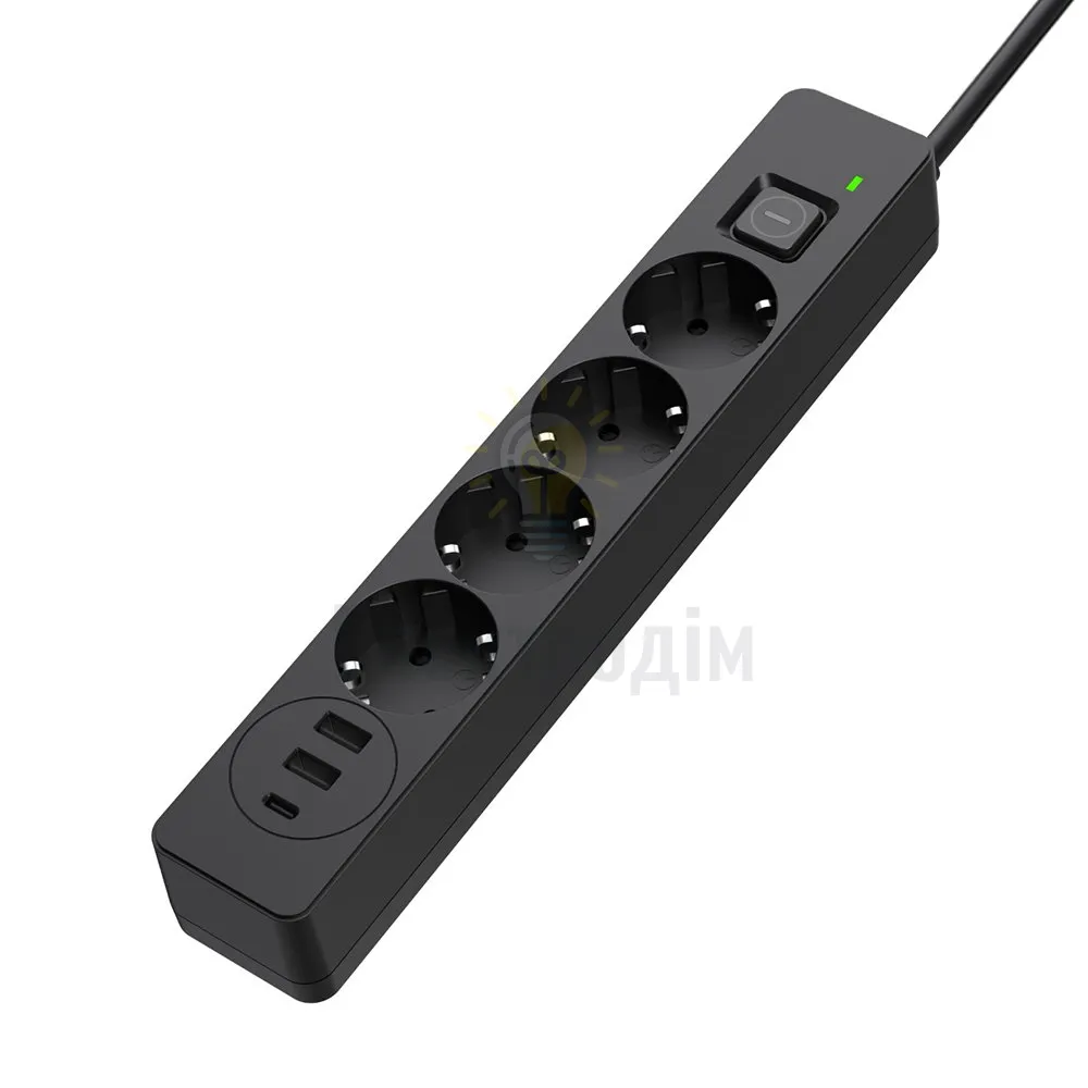 Подовжувач ColorWay Фільтр мережевий 4 розетки/2USB-A/1Type-C 2м чорний CW-CHE432PDB ColorWay CW-CHE432PDB  - фото 17