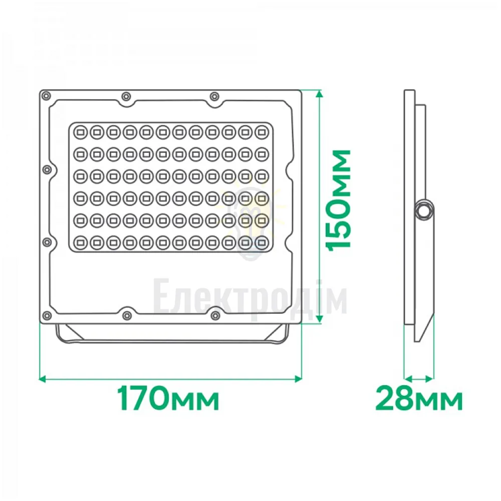 LL-3050ARD 50W 6000Lm 6500K (170*150*28мм) сірий IP65 80027  - фото 2