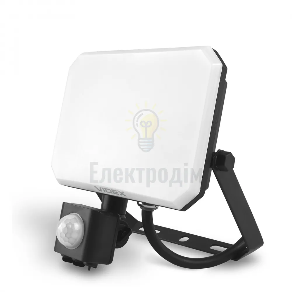Д/р LED прожектор 30W 5000K 220V з датчиком руху чорний VIDEX VLE-F3-0305B-S  - фото 1