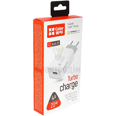 Зарядний пристрій мережевий  USB 4,0A QC 20W білий ColorWay CW-CHS014Q-WT — купити в Електродім