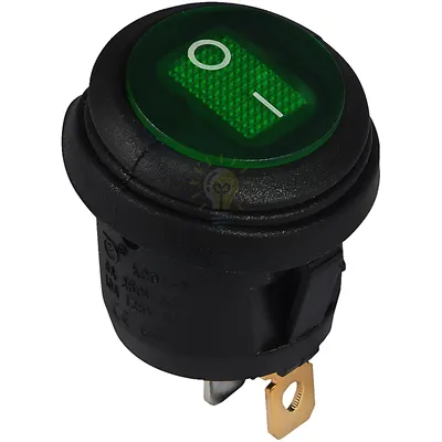 Перемикач KCD1-5-101WN GR/B 220V 1 клав.круглий вологозах. зелений з підсвічуванням  АСКО A0140040075 — купити в Електродім