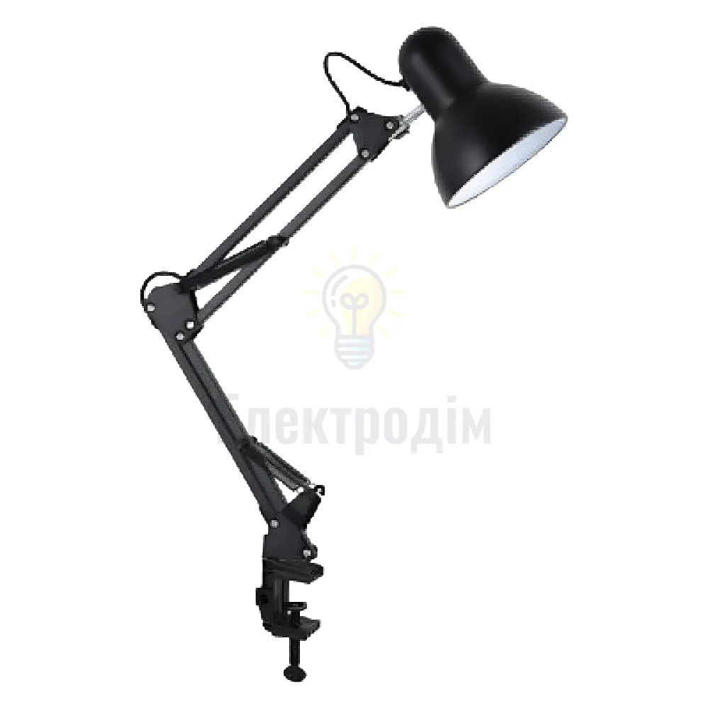 Лампа настільна телескопічна Lebron L-TL-Tel, E27, 40W, струбцина, чорна 15-11-76 