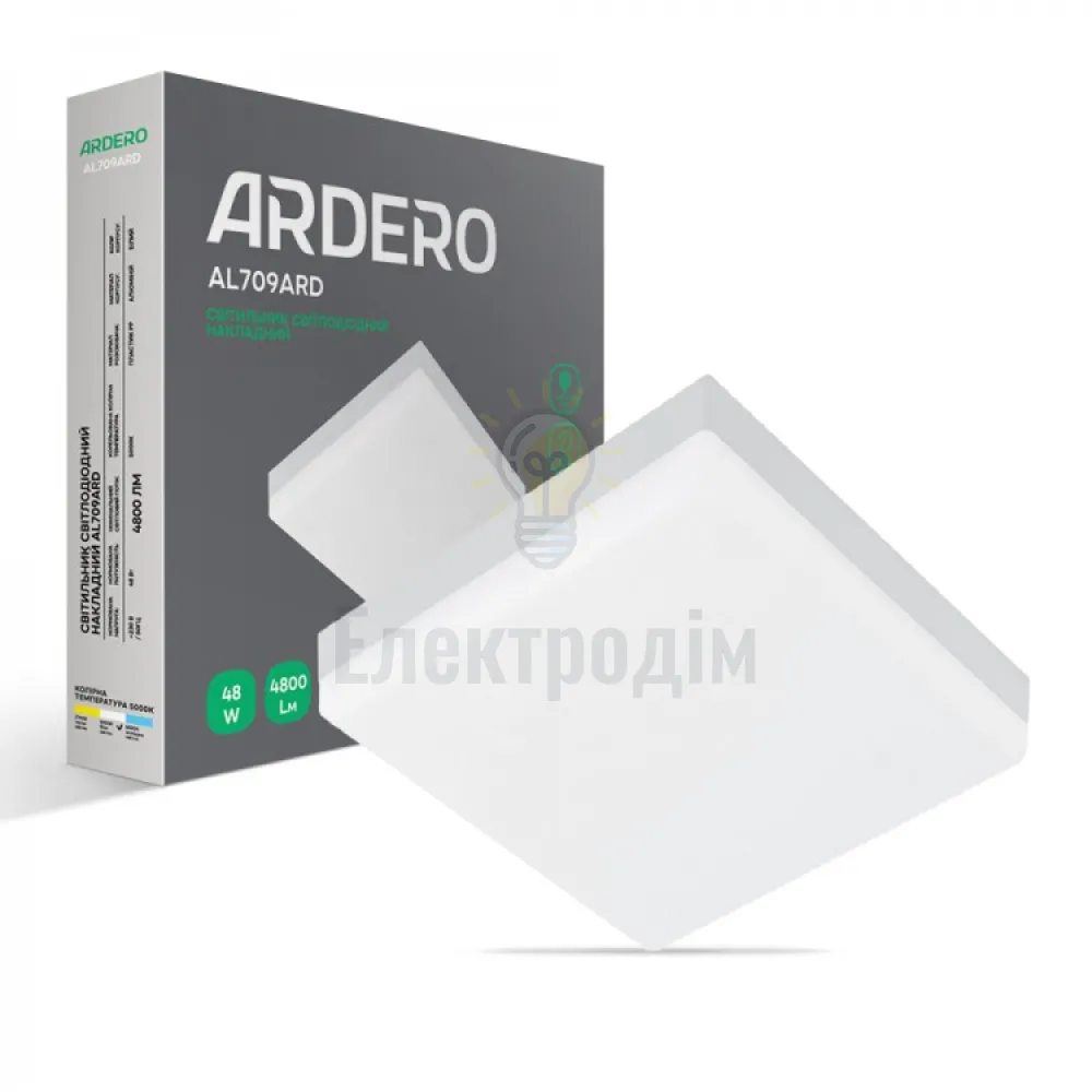 AL709ARD 48W квадрат накладний 4800Lm 5000K 300*300*40mm 80008 