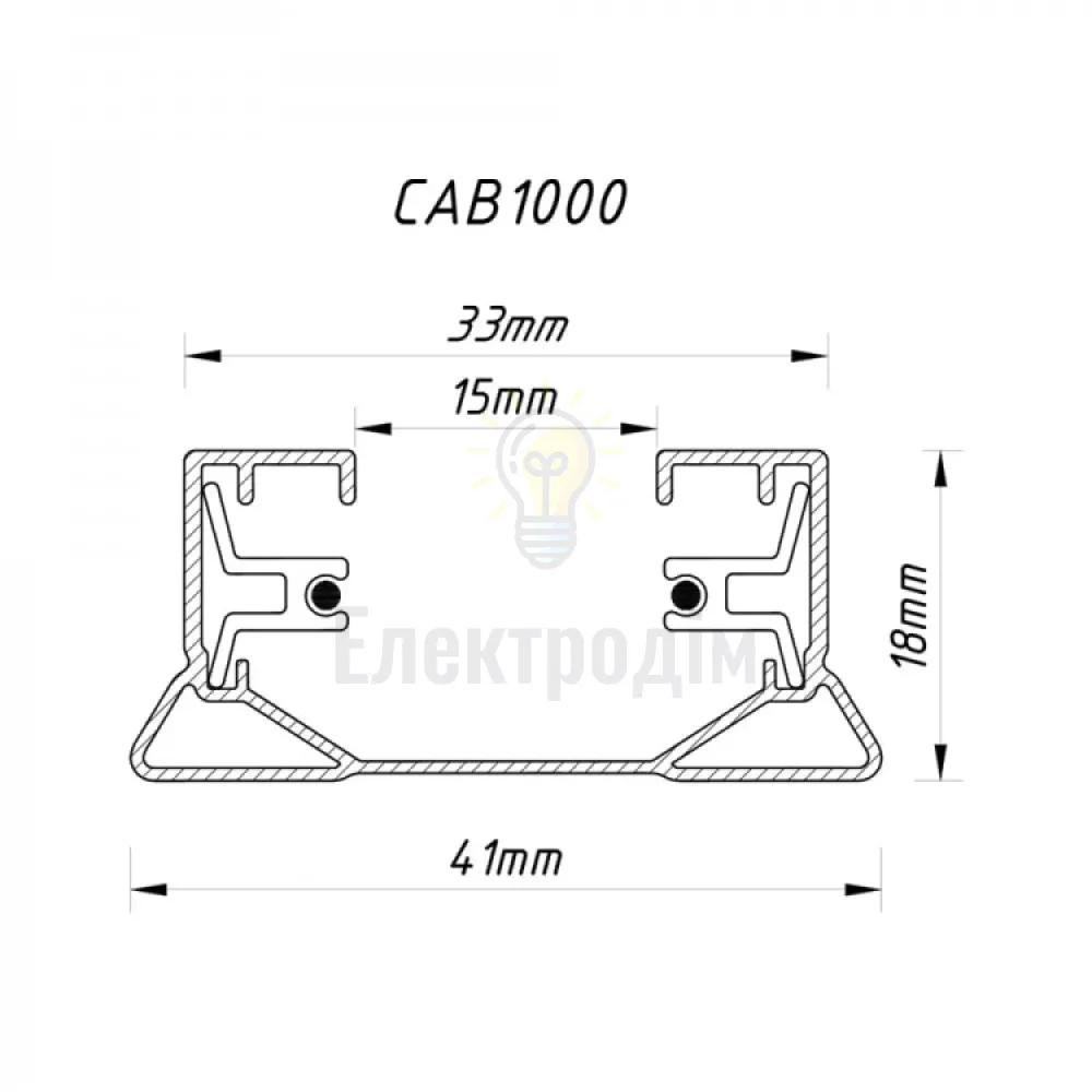 CAB1000 шинопровід однофазний для трекових світильників, білий 2м 10318  - фото 1