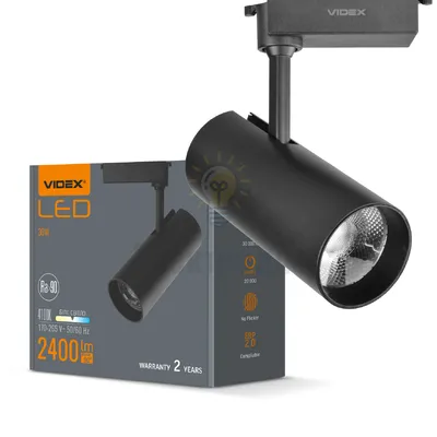 Трекові LED світильник трековий VIDEX 30W 4100K чорний VL-TR04-304B — купити в Електродім