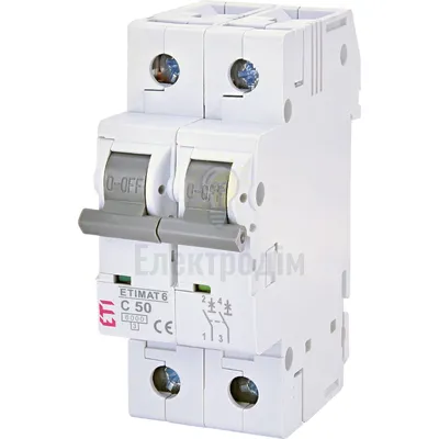 Авт. вимикач ETIMAT 6 2p C 50А (6 kA) 2143521 — купити в Електродім
