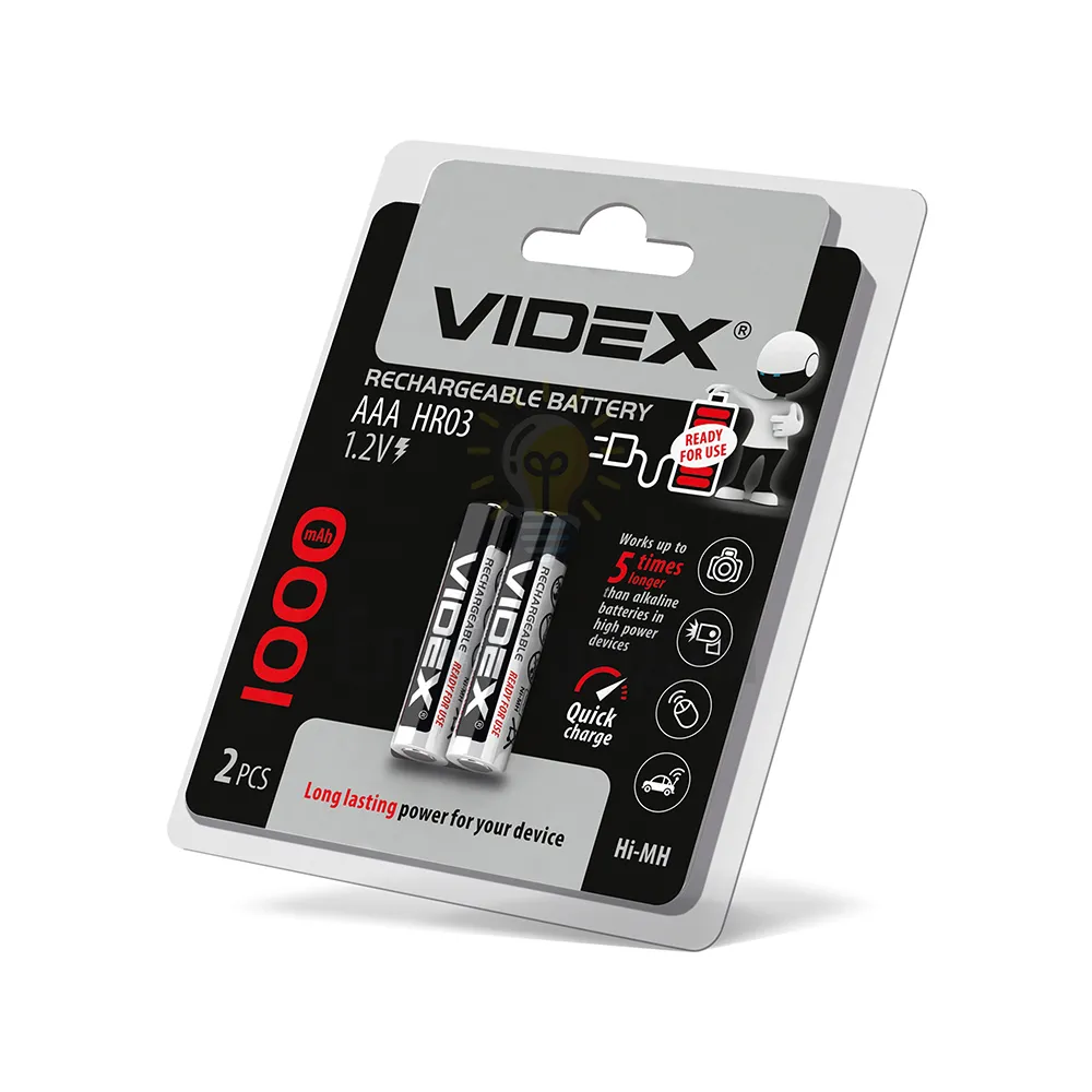 Акумулятори Videx HR03/AAA 1000mAh double blister/2шт HR03/1000/2DB  - фото 1