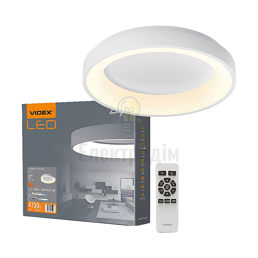 LED світильник настінно-стельовий 72W 2700-6000K 220V кільцевий VLE-ERC-72W 