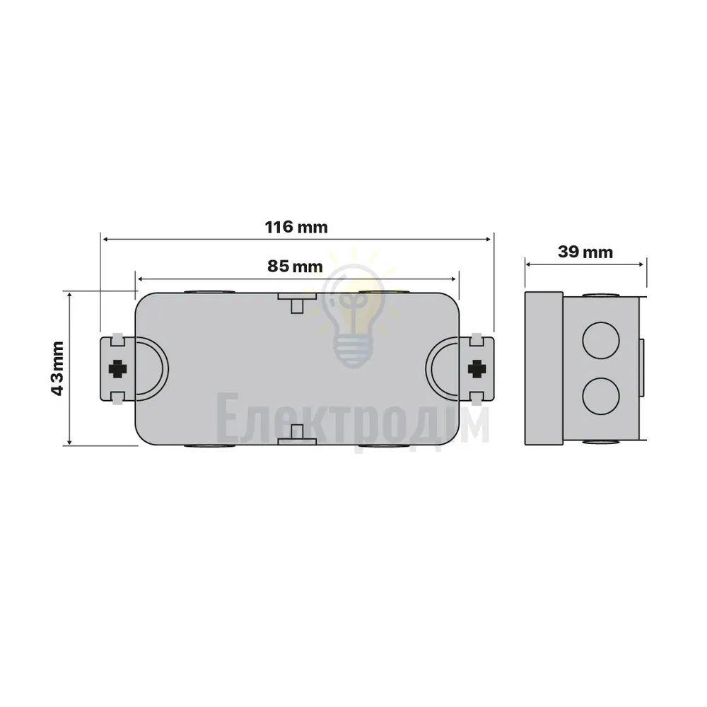 Коробка розподільча СКІМ K45B 85х43х39 чорна IP44 B1102005  - фото 2