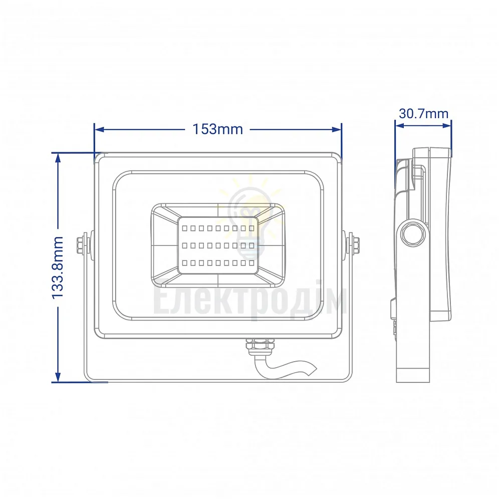 Прожектор світлодіодний LL-6030 30W 2700LM 6400K 230V (153*131*34mm) Білий IP 65 40053  - фото 1