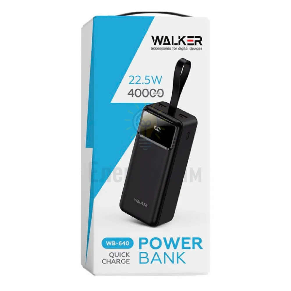 Павербанк 40000mAh WALKER WB-640 чорний WB-640 