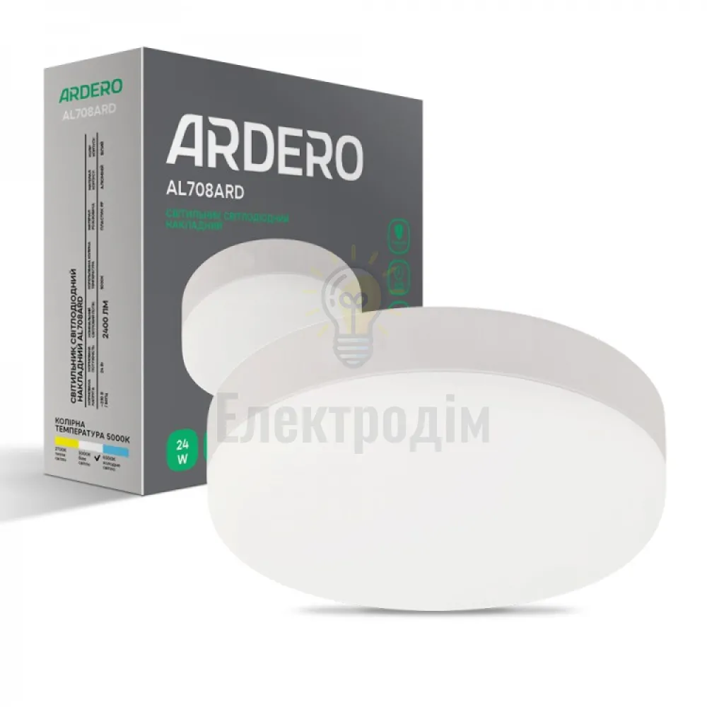 AL708ARD 24W коло накладний 2400Lm 5000K 170*40mm 80002 