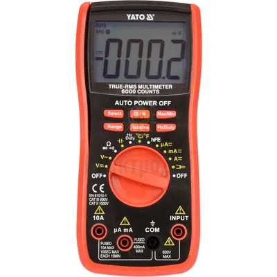 YATO Мультиметр TRUE RMS YATO YT-73085, AC/DC 600В, 10А + термопара YT-73085 — купити в Електродім