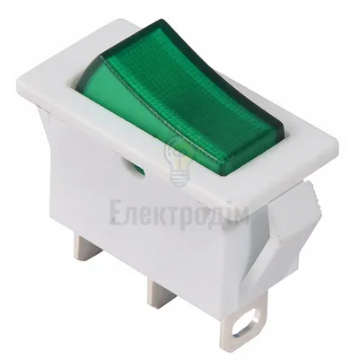 Перемикач KCD3-101N-13 GR/WH 220V 1 клав. зелений з підсвічуванням  АСКО A0140040041 — купити в Електродім