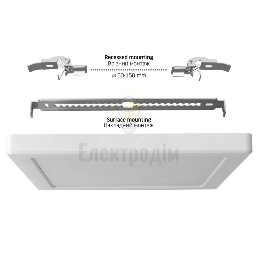 LED світильник квадратний VIDEX DL6S 18W 3000K-4000K-6500K White VL-DL6S-18CW  - фото 4