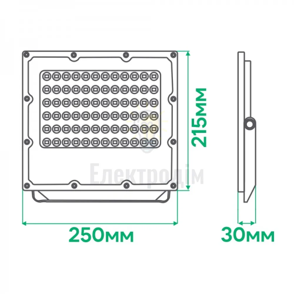 LL-3100ARD 100W 12000Lm 6500K (250*215*30мм) сірий IP65 80028  - фото 1