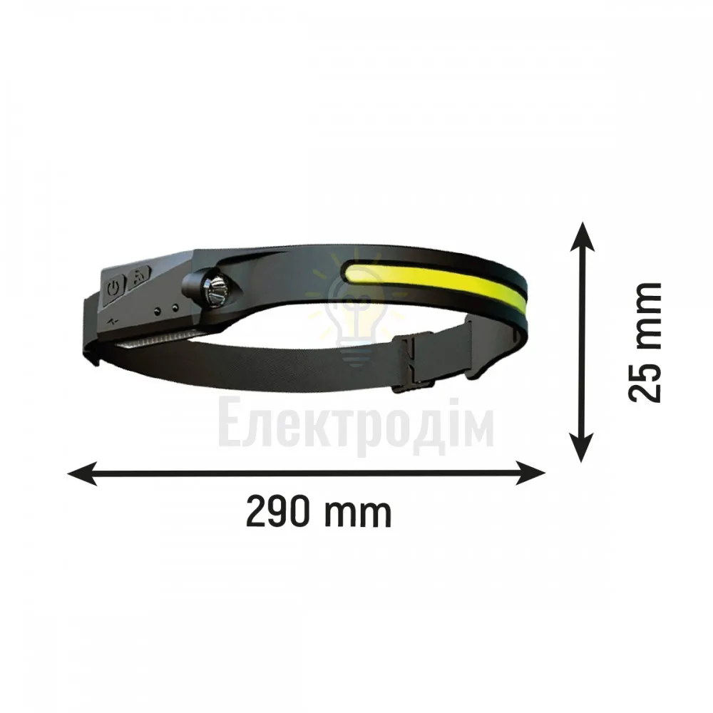 LED ліхтар налобний LEBRON L-HL-10157, ABS+силікон, 3W, 6500K, Li-Ion 1200mAh, чорний, шнур USB  15-15-62  - фото 1