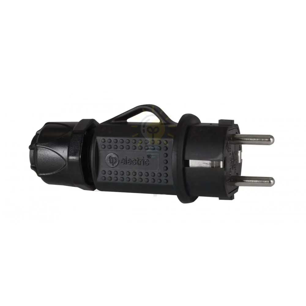 Вилка пряма з/з, 16А, чорна (IP44), TP electric (3101-700-0300) 62-56-04 