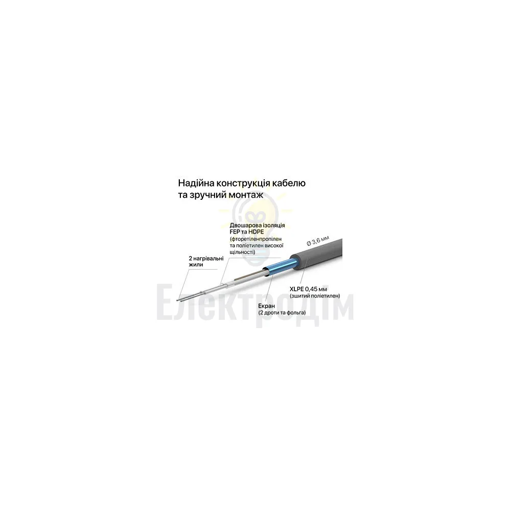 Нагрівальний кабель ZUBR DC Cable 17 / 720 Вт 4.2 м² з кроком 10 см або 5.3 м² з кроком 12,5 см 4820120222405  - фото 2