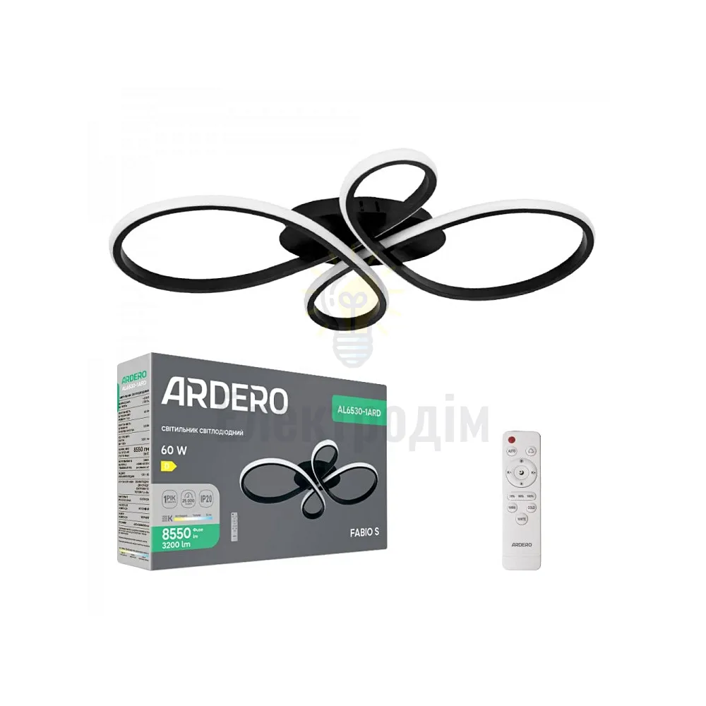 Світлодіодний SMART світильник Ardero AL6530-1 ARD FABIO S 60Вт чорний 80494 