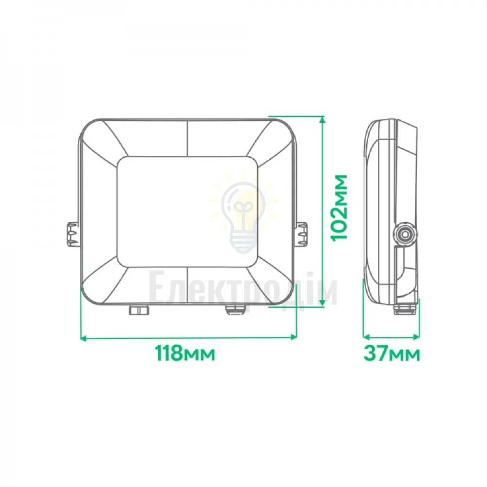 LL-4020ARD 20W 2000Lm 6500K (118*102*37мм) чорний IP65 80225  - фото 2