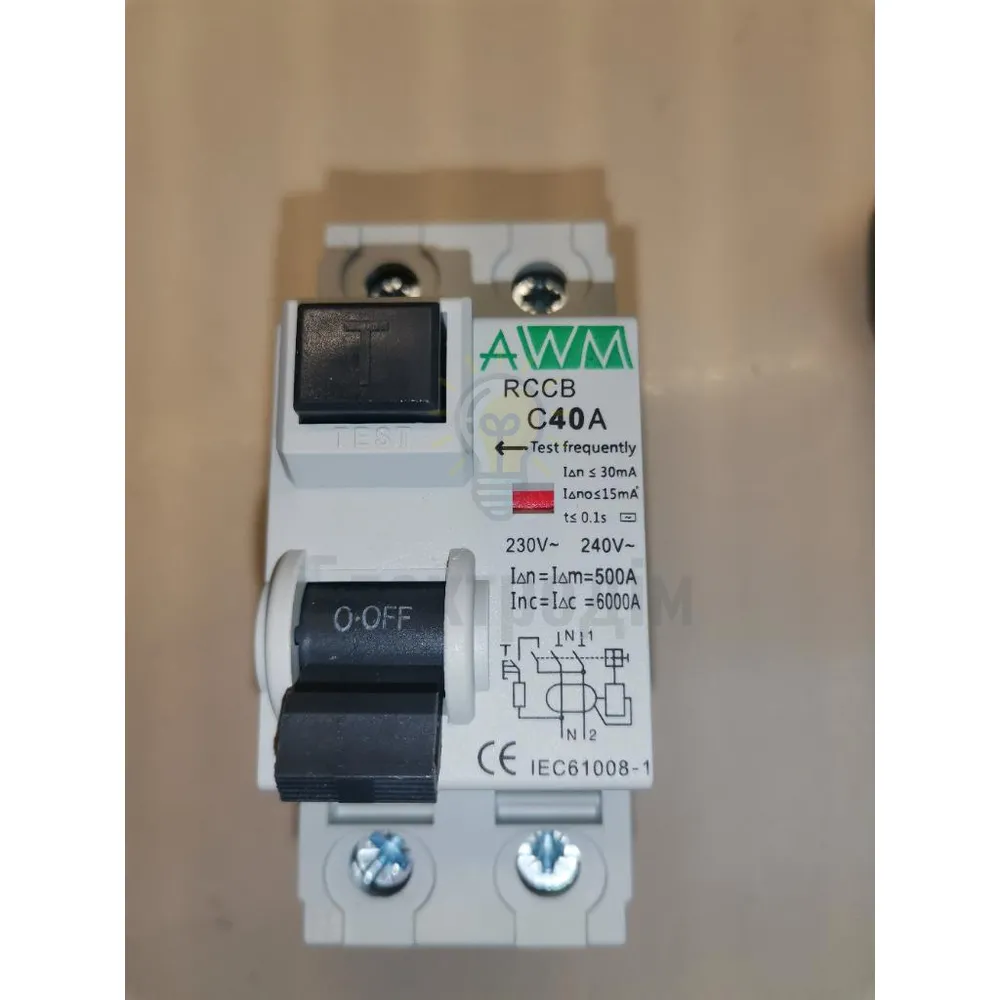 Реле диференційне (ПЗВ) 2р 40A C 30мА,АС, 2м AWM 894 