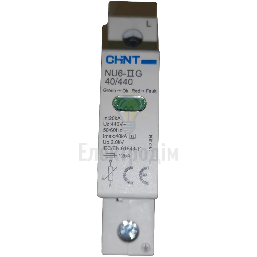 Обмежувач перенапруги NU6-II G 40/440  1P 252494 