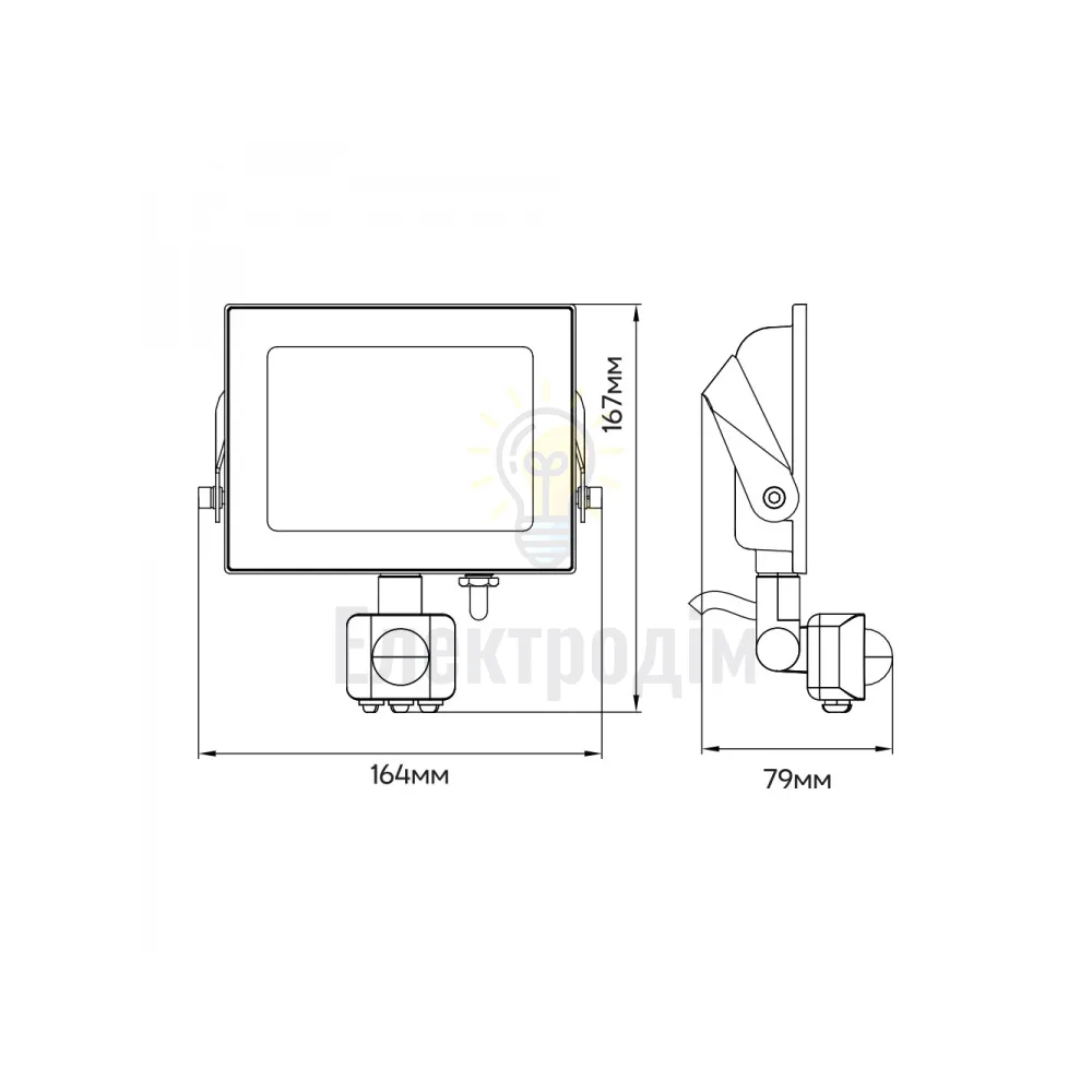 LL-2030ARD 30W з датчиком 2400Lm 6500K (167*164*79мм) чорний IP65 80023  - фото 2