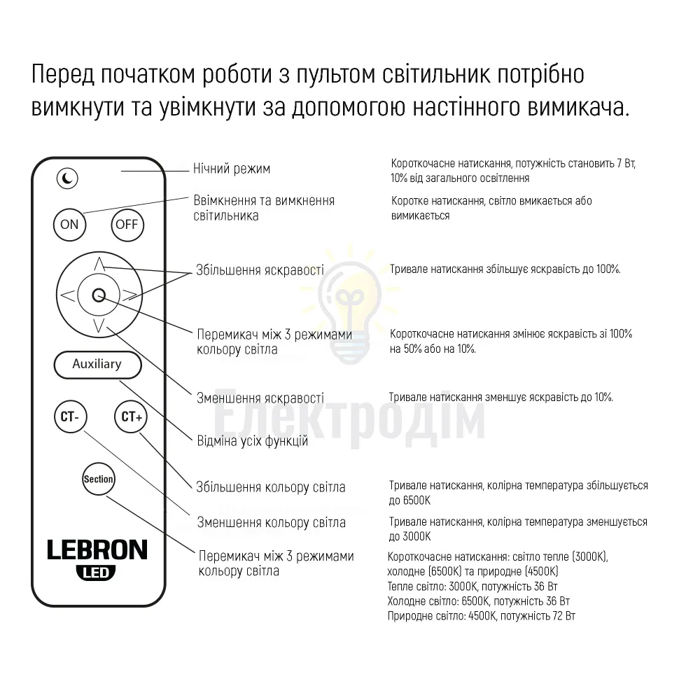 Смарт LED світильник LEBRON L-CL-Moon-Milky-RWh-Gr, max 36Wx2, 3000-6500K, пульт, батарейки 2шт, 230V 15-25-23  - фото 2