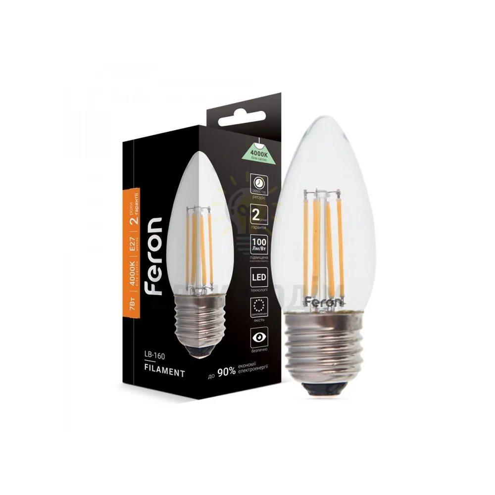 Світлодіодна лампа Filament LB-160 C37 230V 7W 700Lm  E27 4000K 40087 