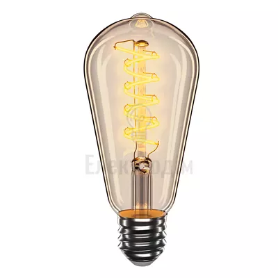 LED лампа VELMAX V-Filament-Amber-ST64-Спіраль-V, 4W, E27, 2700K, 300Lm 21-43-51 — купити в Електродім