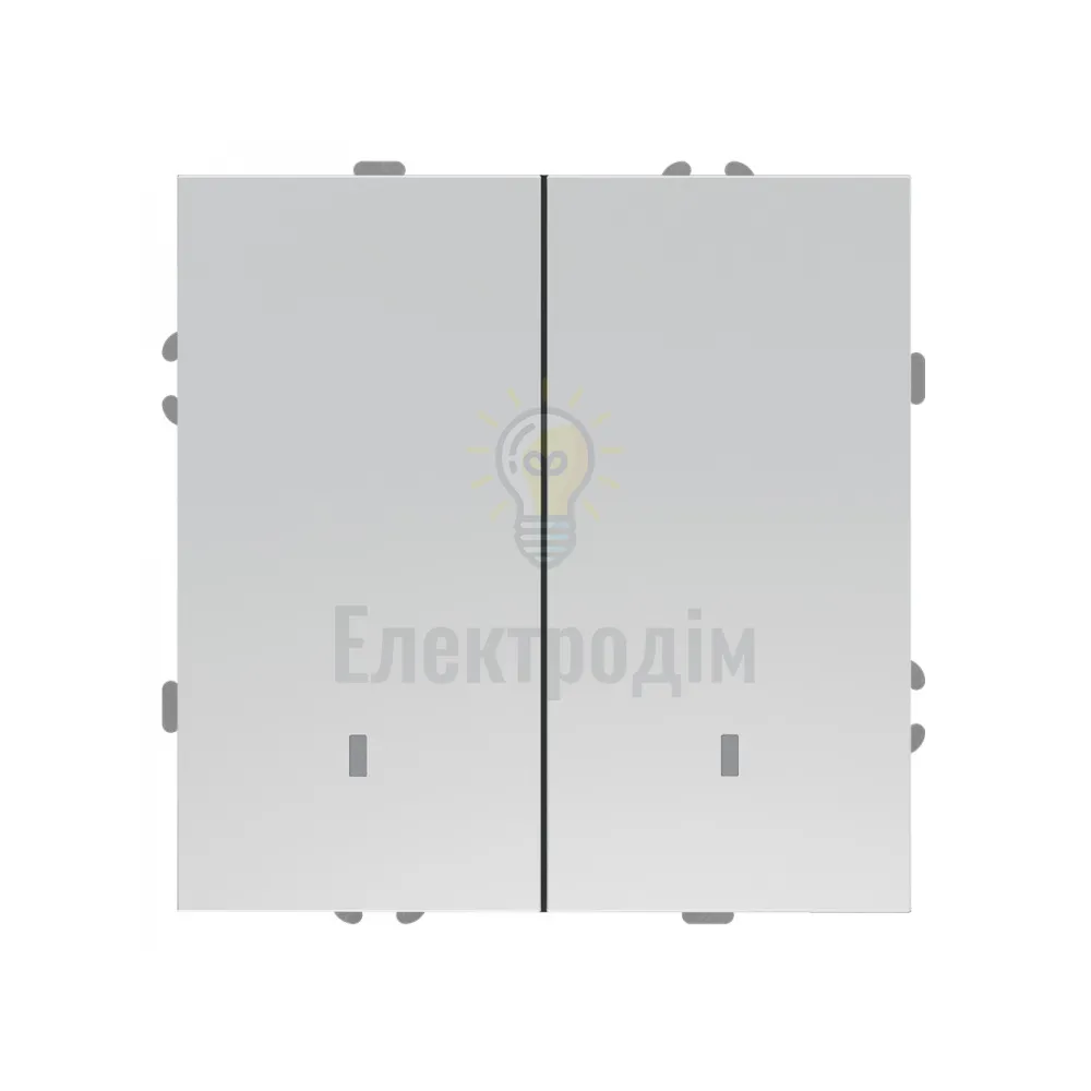 EV112L-S вимикач 2-кл. з підсвіткою, механізм срібло 10А Soft 80793  - фото 1