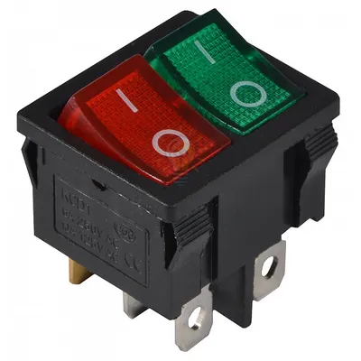 Перемикач KCD1-6-2101N GR+R/B 220V 2 клав. зелений+червоний з підсвічуванням  АСКО A0140040085 — купити в Електродім