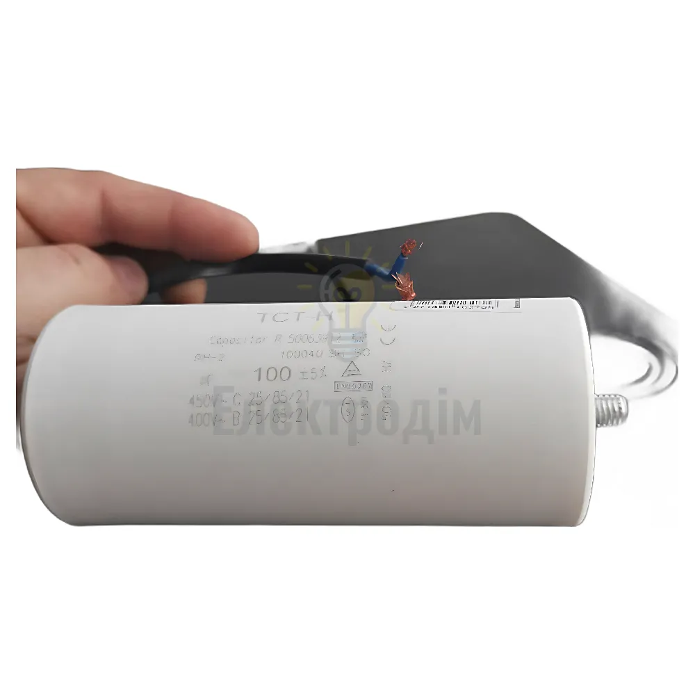 Конденсатор робочий 100 мКф CBB60 450V гвинт+дріт ТСТ-Н к772 к100г+д 